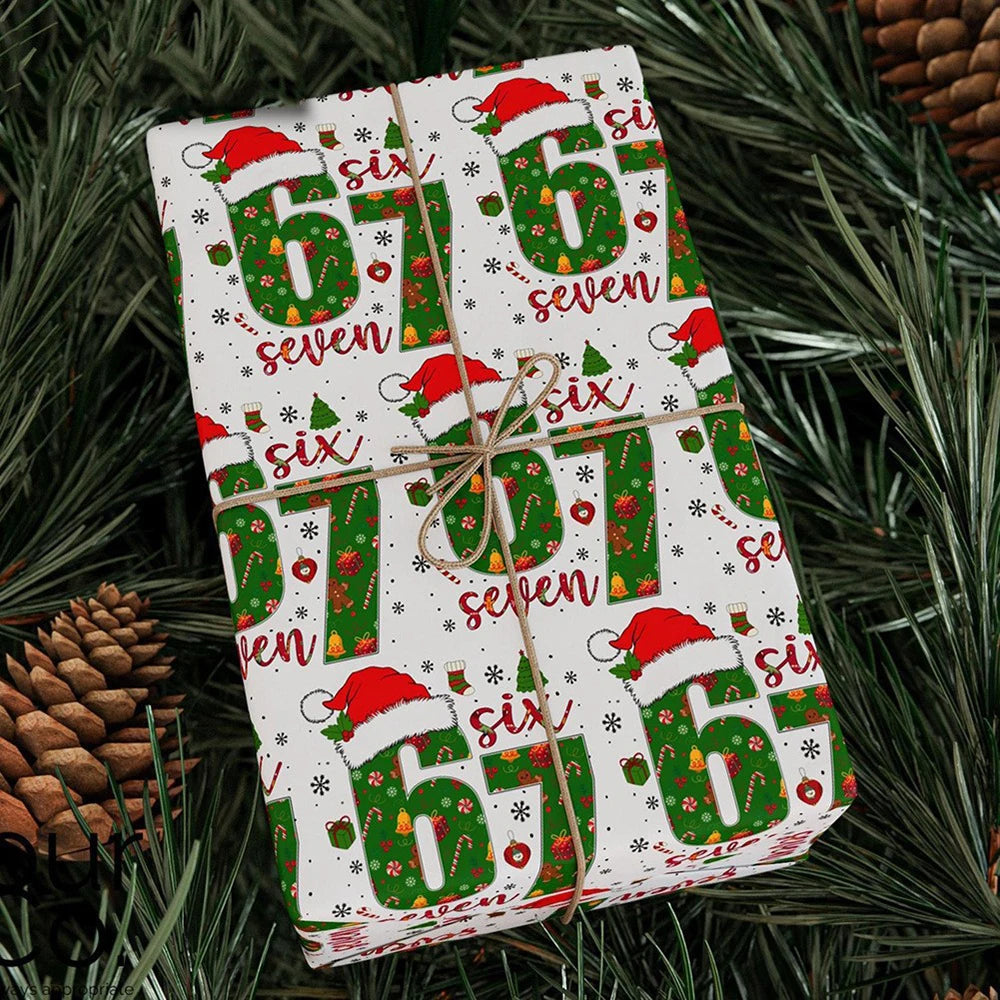 Funny "67" Christmas Wrapping Paper – Gag Gift Wrap 2 Sheets