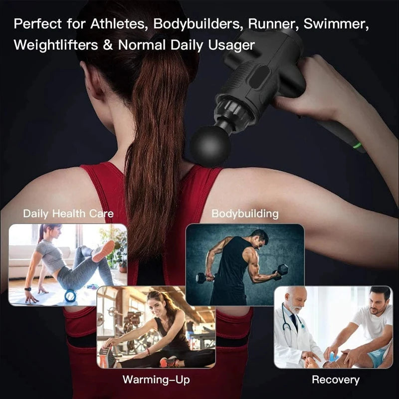 LCD Fascia Gun – 30-Speed Percussion Muscle Massager, 6 Heads