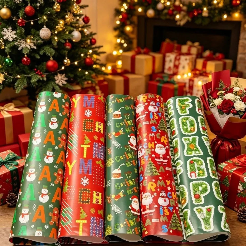 2-Pack Large Christmas Wrapping Paper Sheets – Santa & Tree