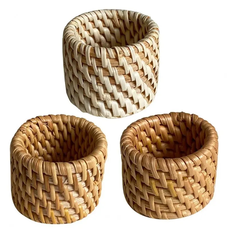 Handwoven Rattan Napkin Rings – Rustic Minimalist Table Decor