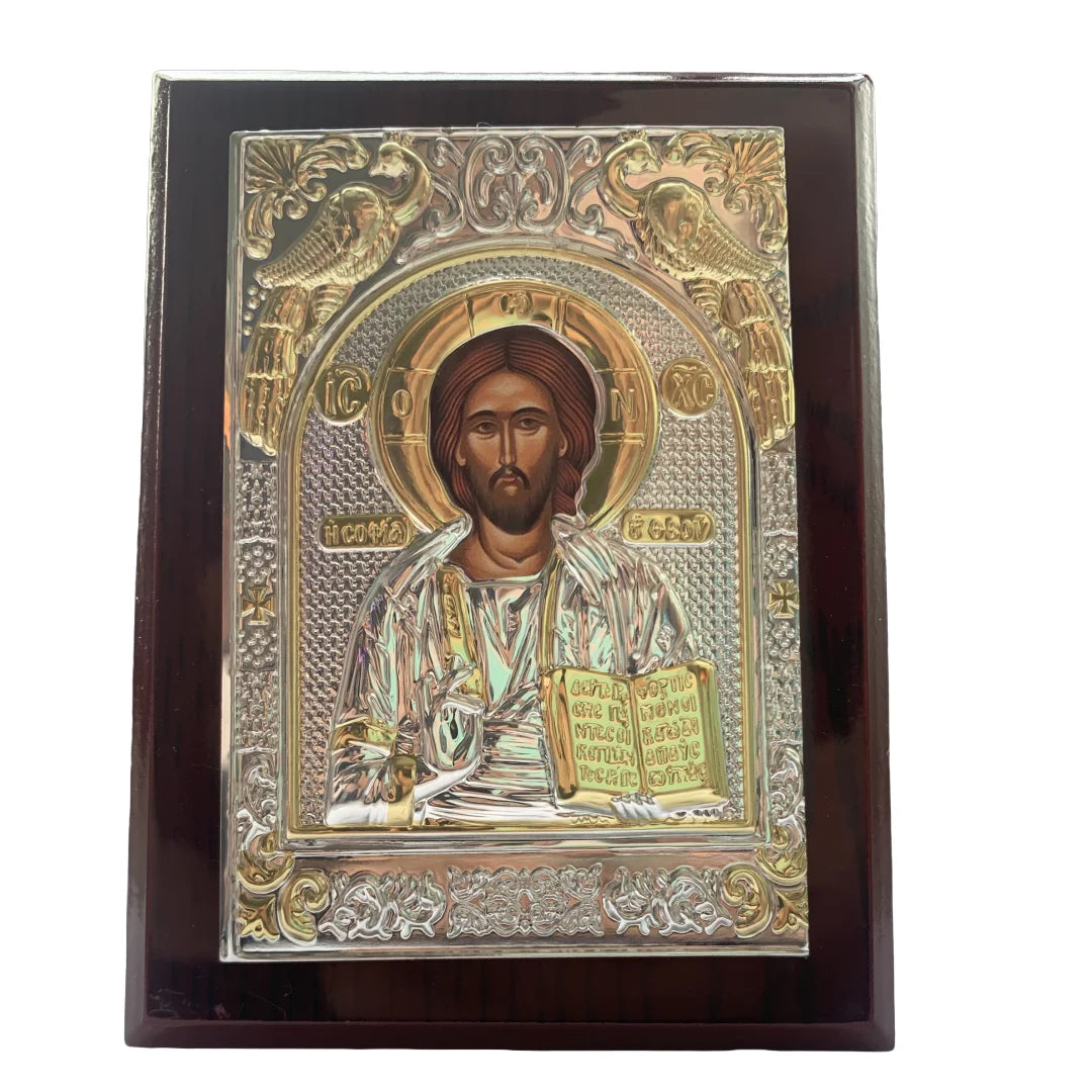 Orthodox Wood Icon – Jesus & Virgin Mary Religious Décor