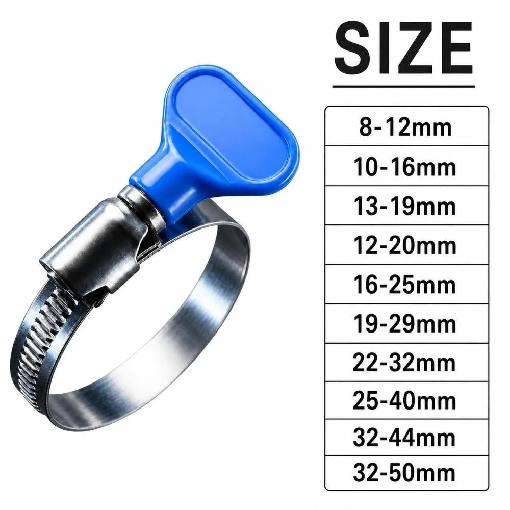 Stainless Steel Thumb Screw Hose Clamp 8–50mm | Quick Release