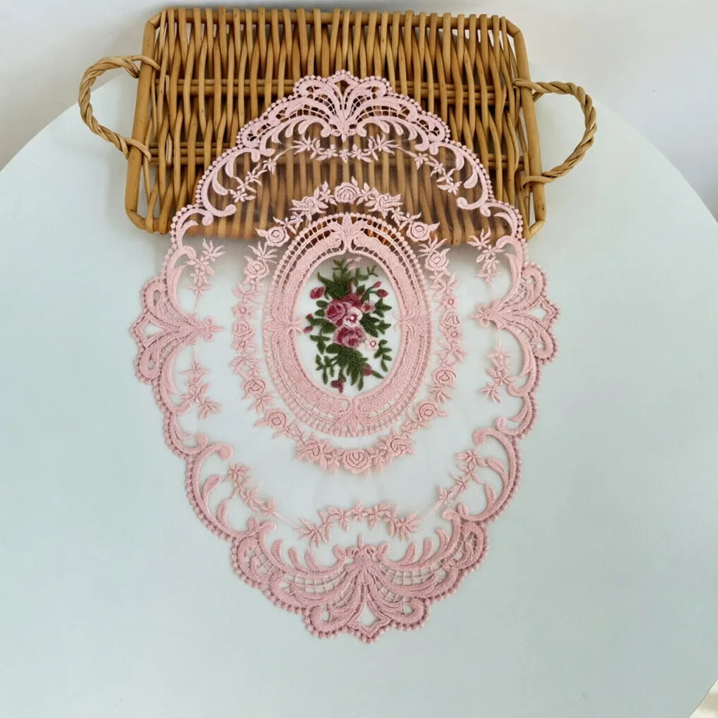 Embroidered Lace Cup Mat – Table Pad & Photography Prop