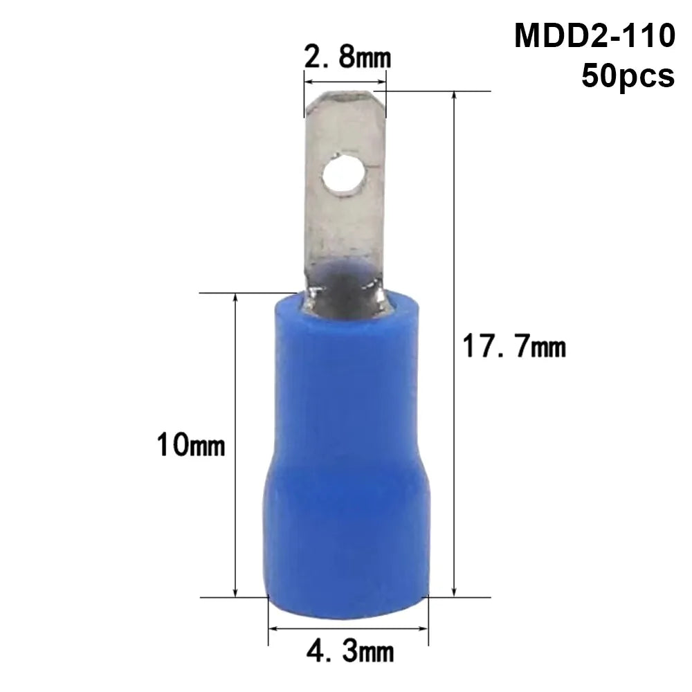 50-Pack Insulated Crimp Spade Terminal Connectors 2.8/4.8/6.3mm