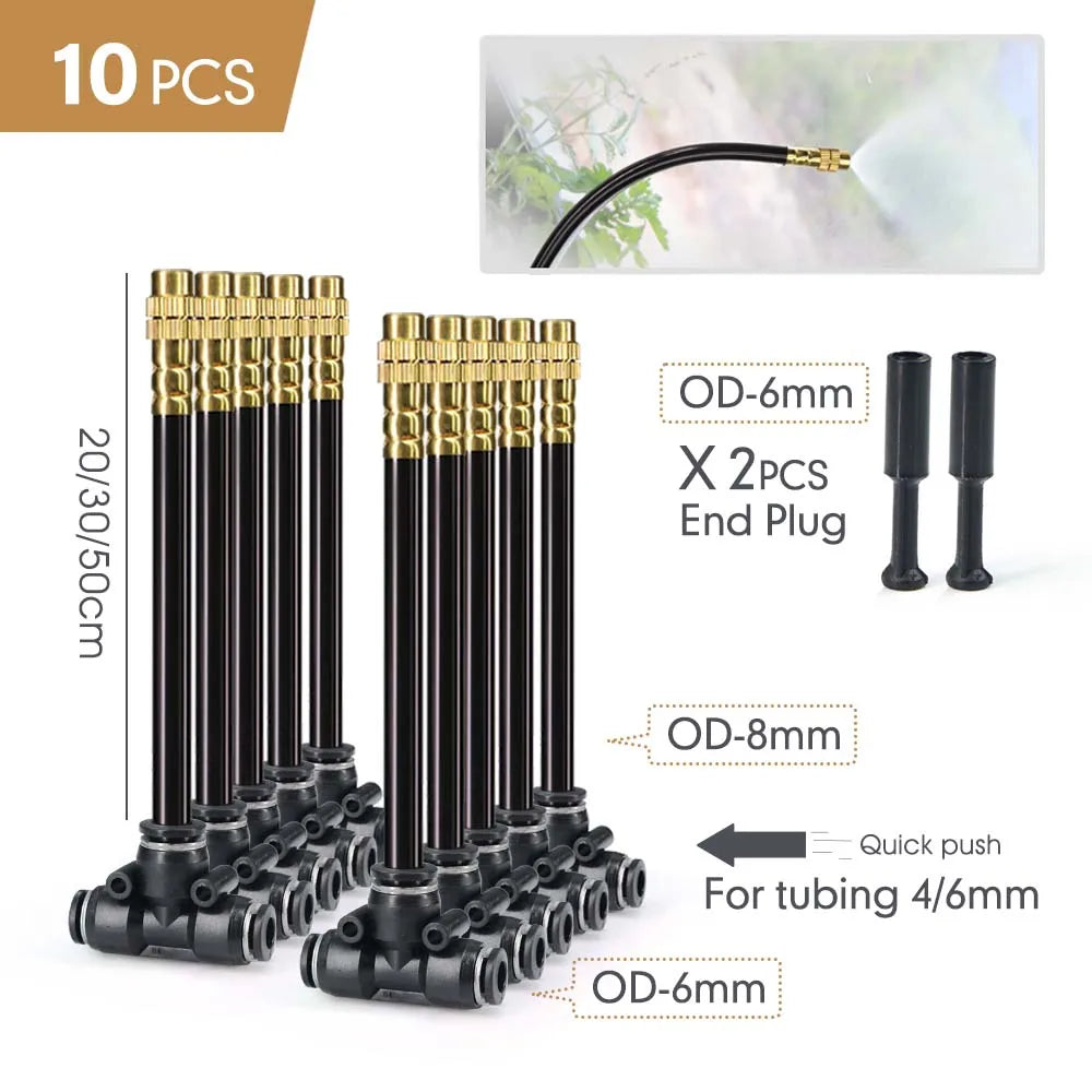 Flexible Misting Nozzle Set – Brass Atomization Spray 20/30/50cm
