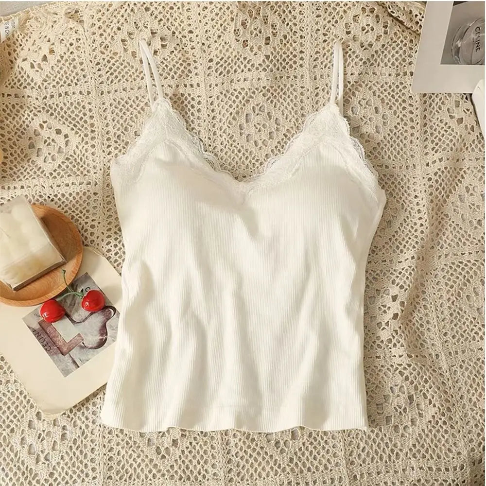 Women's Lace Camisole Crop Top – Wire-Free Breathable Bra