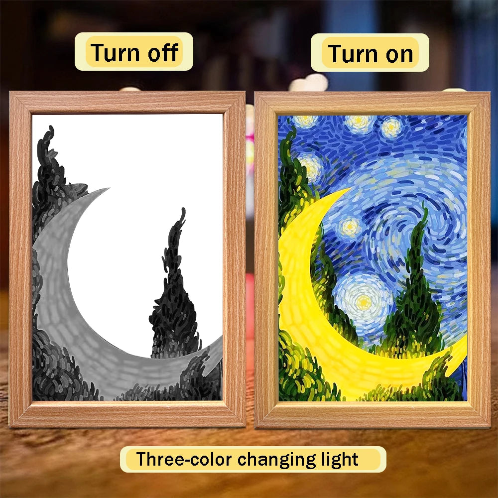 LED Light Painting Frame – Van Gogh Starry Sky Wall Art Décor
