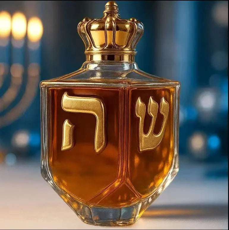 Judaica Star of David Glass Wine Decanter | Purple Crown Lid