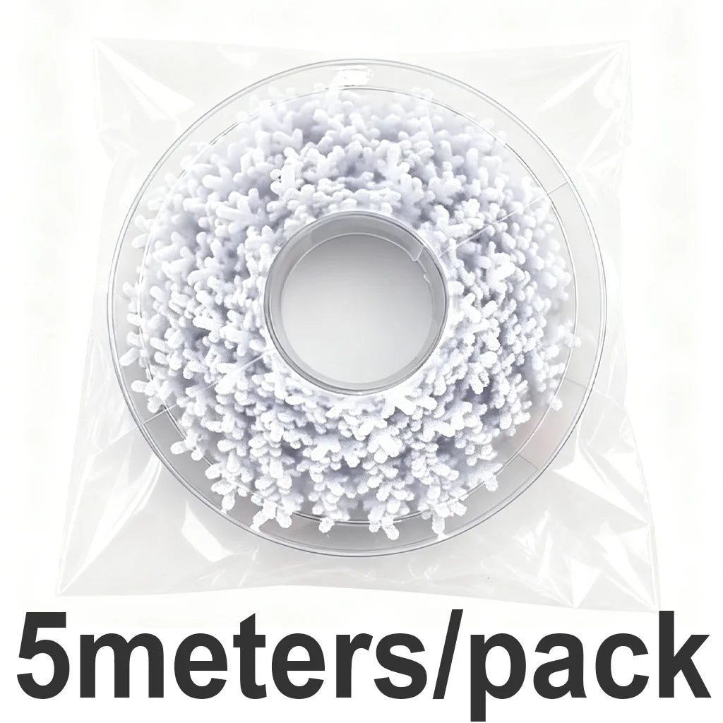 5M Christmas Snow Embossed Nonwoven Ribbon Lace 25mm Wide