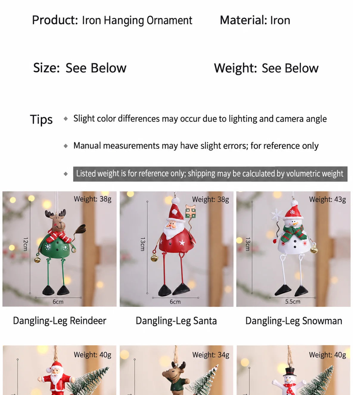 Iron Art Christmas Ornaments – Santa, Snowman & Reindeer