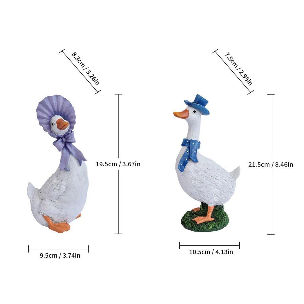 Resin Cartoon Duck Garden Statues – 2-Pack Outdoor Figurines
