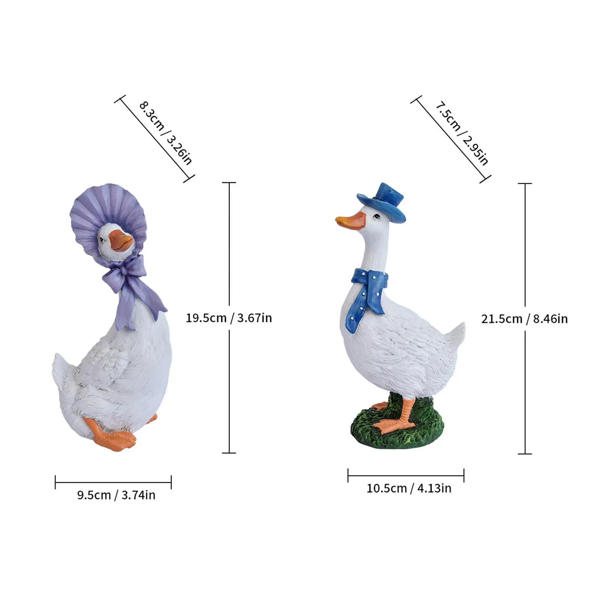 Resin Cartoon Duck Garden Statues – 2-Pack Outdoor Figurines