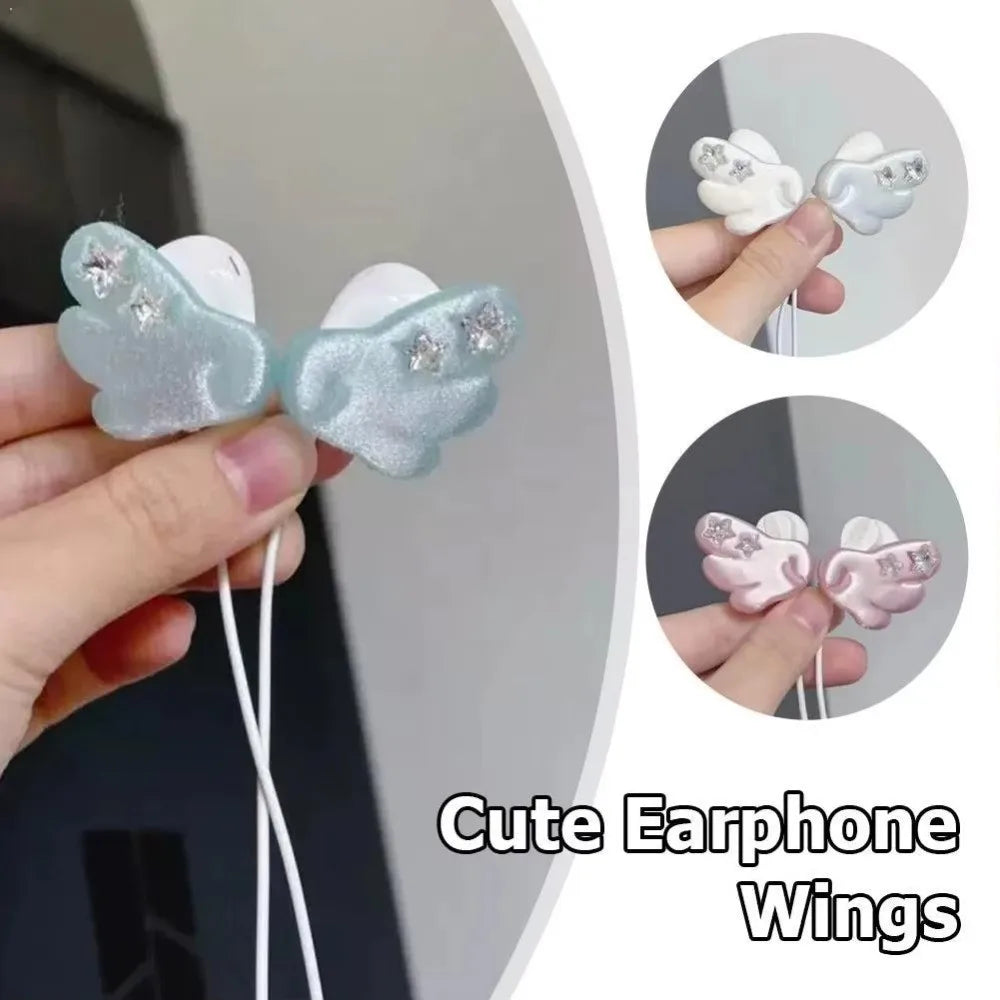 Angel Wing 3D Earbud Ornament – Y2K Star Gem Clip-On Decoration
