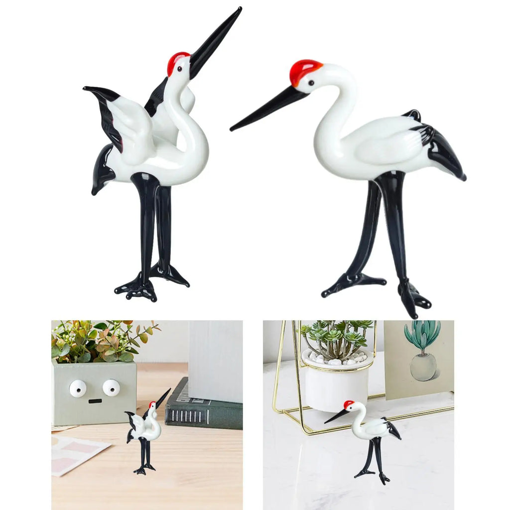 Handcrafted Ceramic Crane Figurine | Miniature Stork Statue