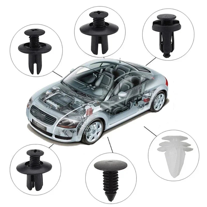100-Pc Mixed Auto Plastic Fastener Clips – 6-Type Car Trim Kit