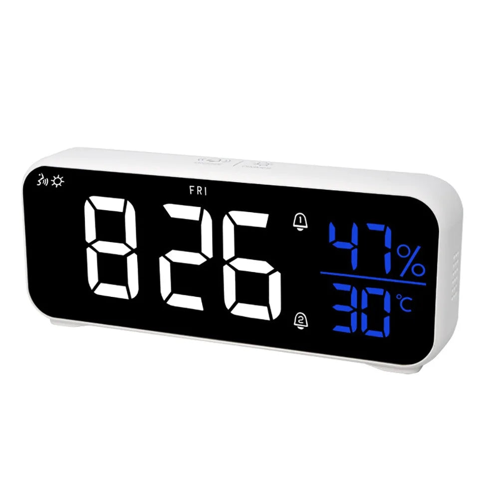 LED Digital Alarm Clock – USB-C, Temperature & Mirror Display