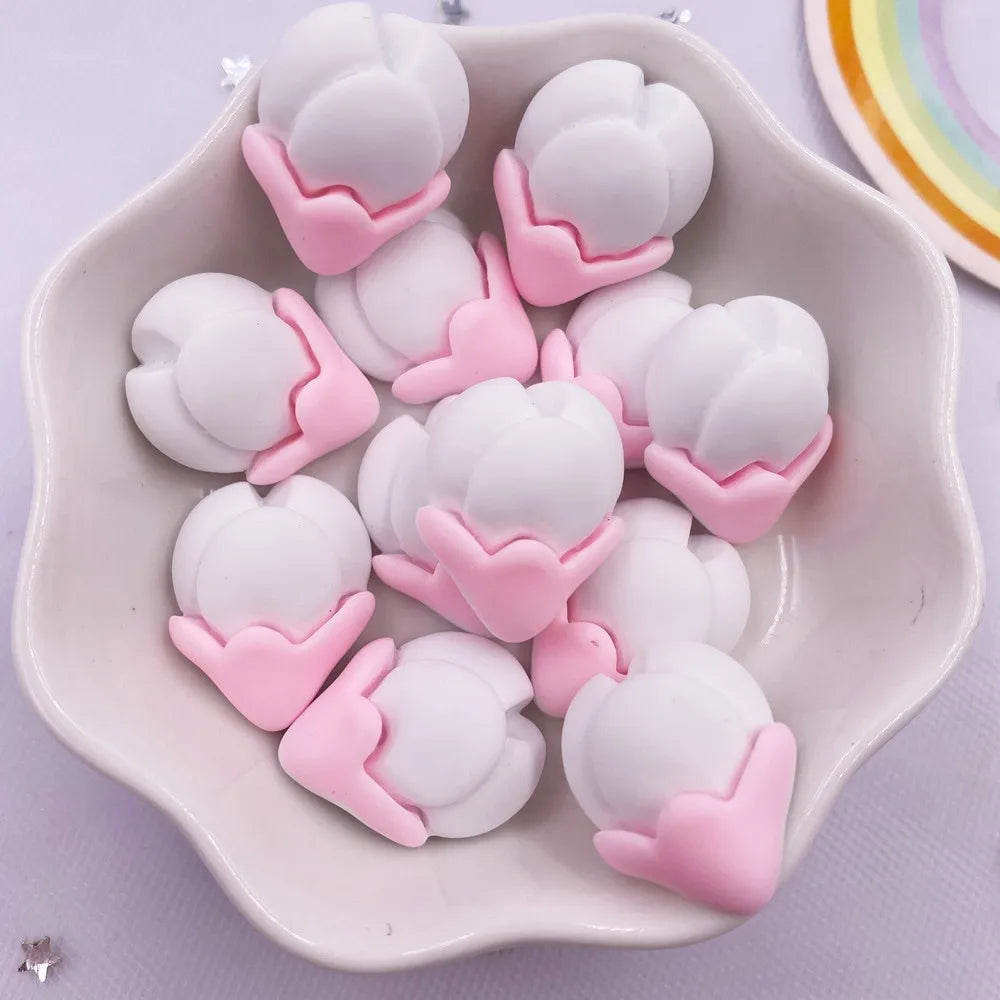 10PCS Resin Cherry Blossom Flatback Figurines – Kawaii DIY Craft