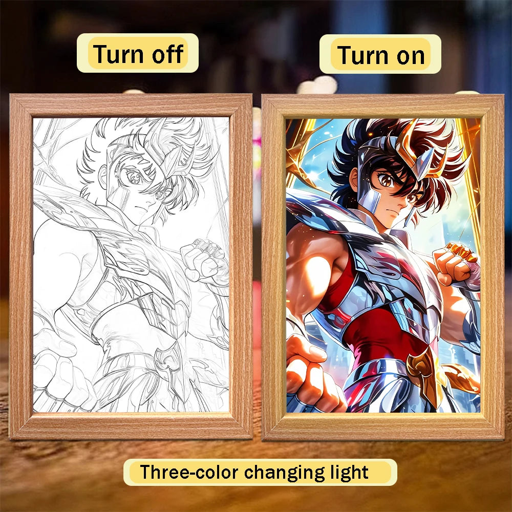 Saint Seiya Anime LED Light Painting | Bedroom Decor Gift