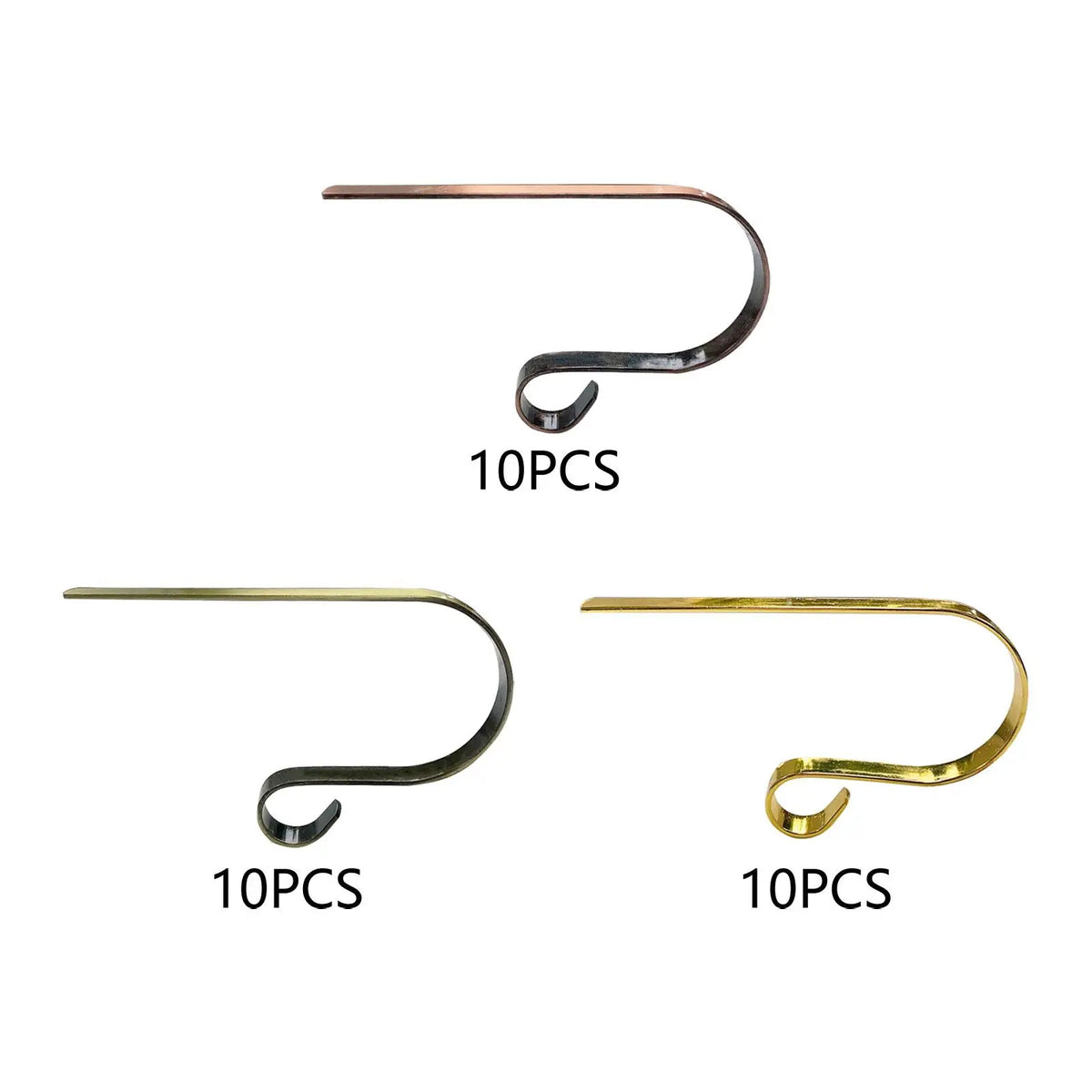Metal Christmas Stocking Hangers for Mantel – 10 Pack Hooks