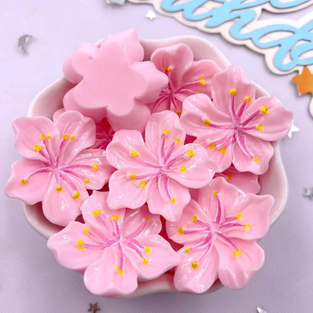 10PCS Resin Kawaii Peach Blossom Flatback Craft Embellishments