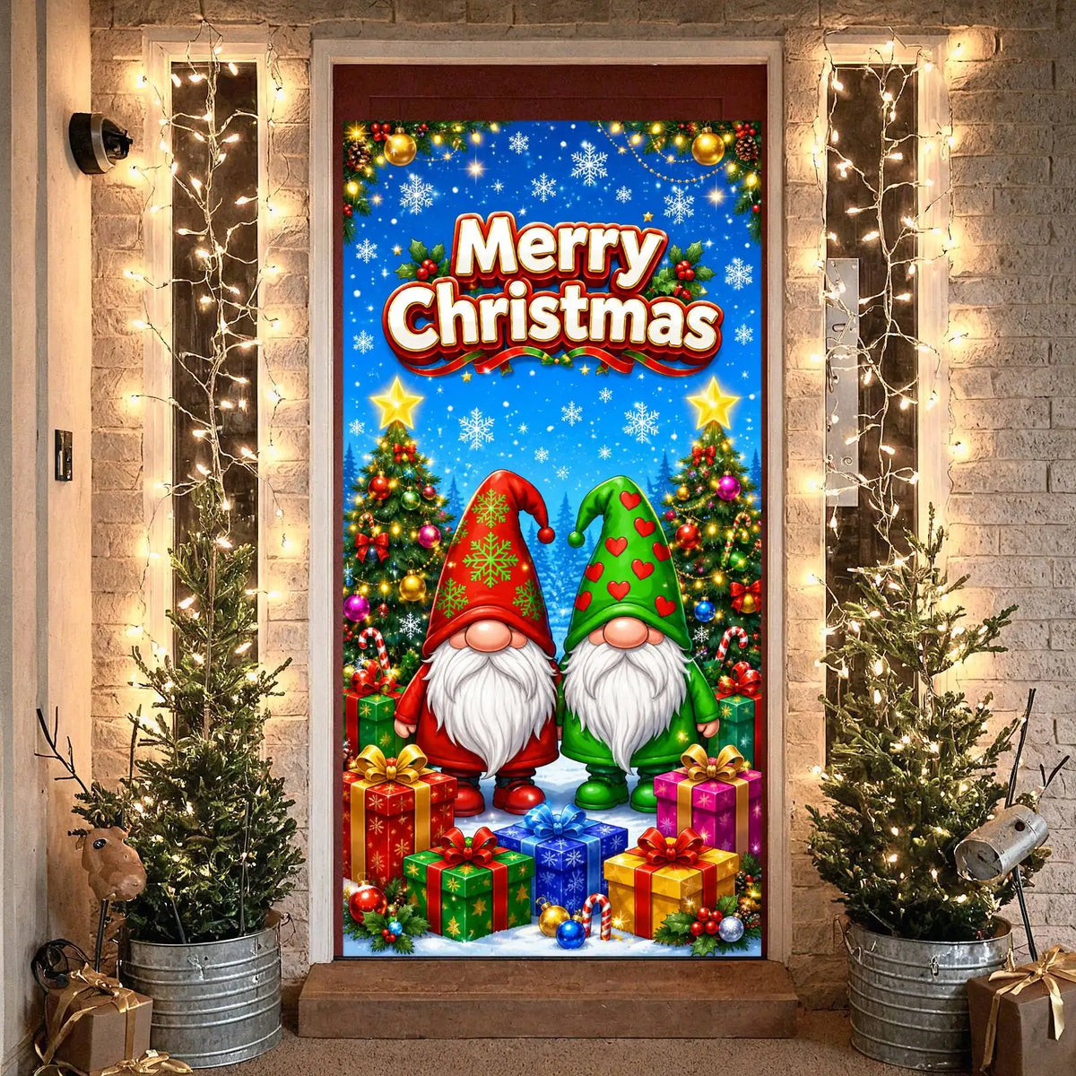 Merry Christmas Banner – Gnome & Snowflake Holiday Decor