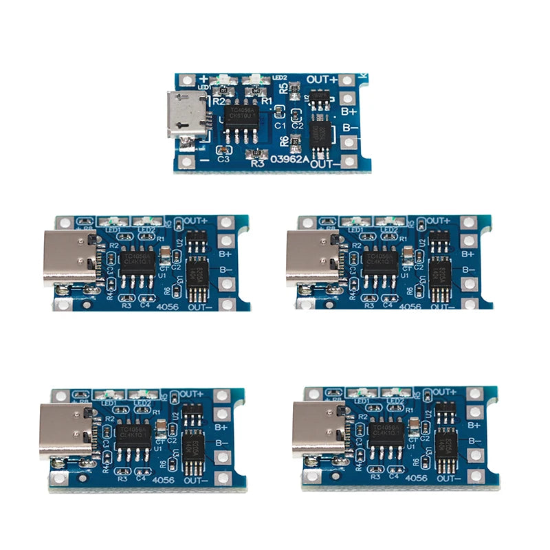 TP4056 18650 Battery Charger Module – Type-C & Micro USB 5V 1A