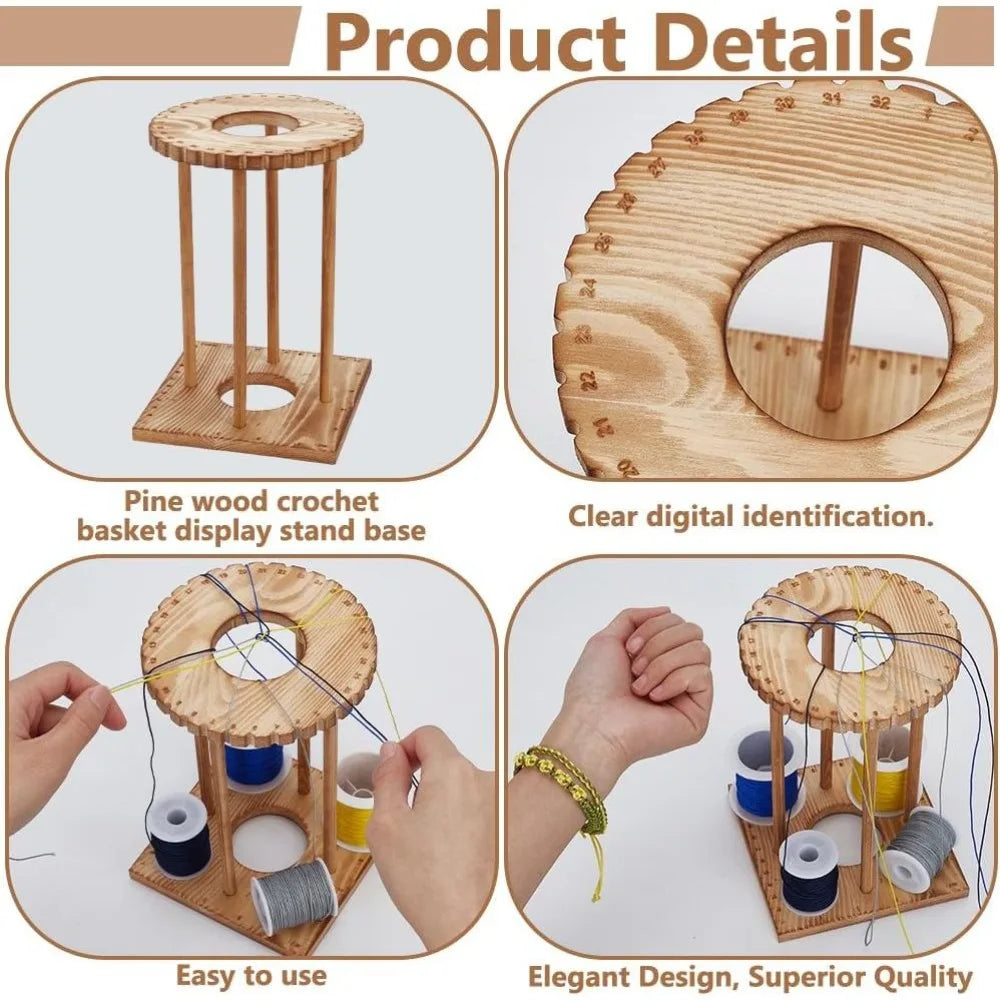 Wooden Kumihimo Marudai Disk Kit – 32-Slot DIY Braiding Set