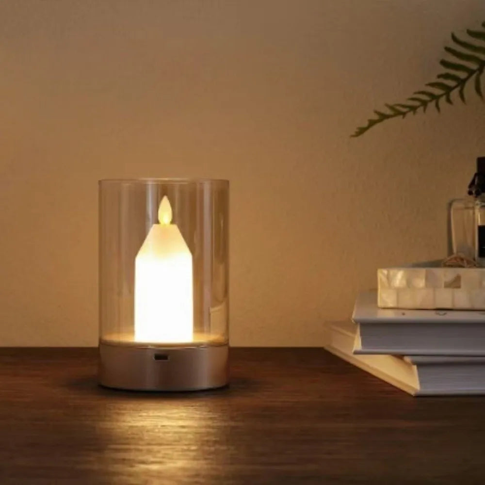 Rechargeable Flameless LED Candle Night Light – Dimmable Warm