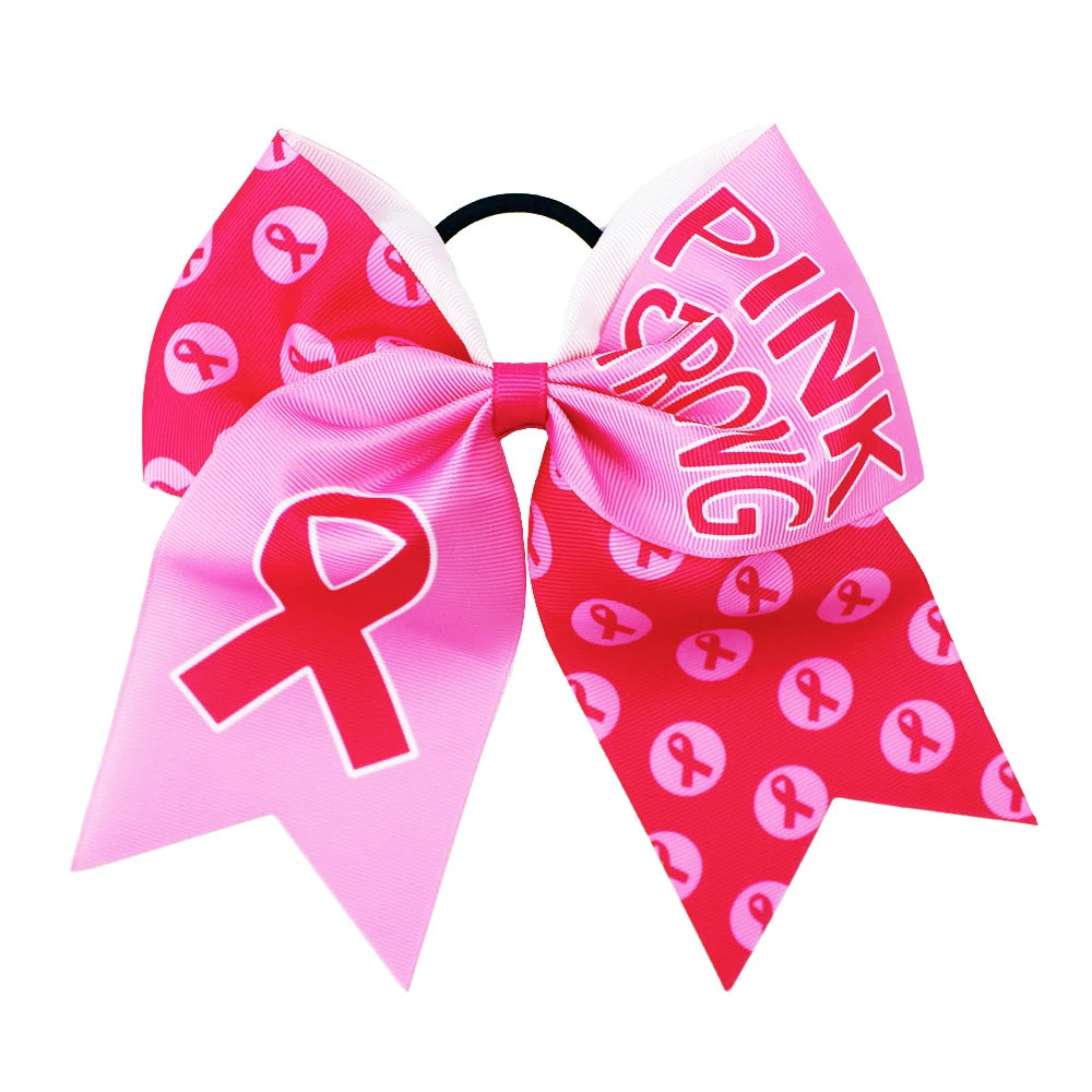 20-Pack 8" Pink Ribbon Cheer Bow Hair Ties for Girls & Women