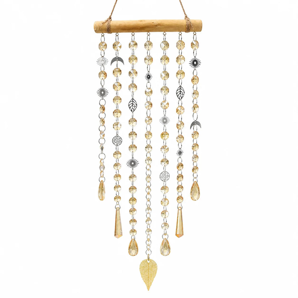 Boho Crystal Sun Catcher Hanging Decor – Sun Moon Leaf Charms