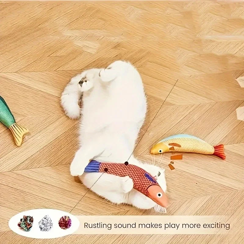 Cat Plush Saury Fish Toy – Chew, Tease & Self-Play
