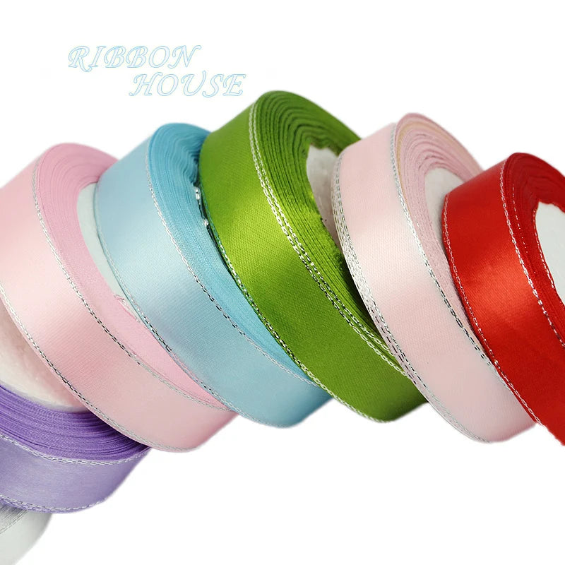 White Silver Edge Satin Ribbon 25 Yards – Gift & Craft