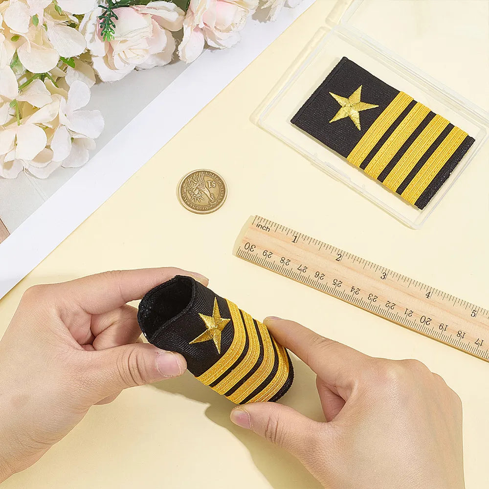 Black Polyester Sailor Epaulettes Rectangle Pair 90x52mm