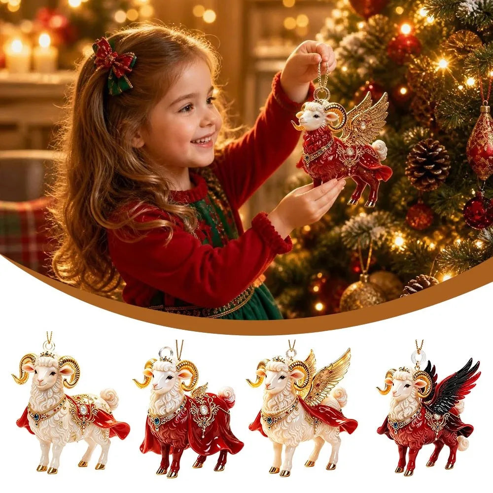Acrylic Rhinestone Goat Hanging Ornament | Zodiac Souvenir