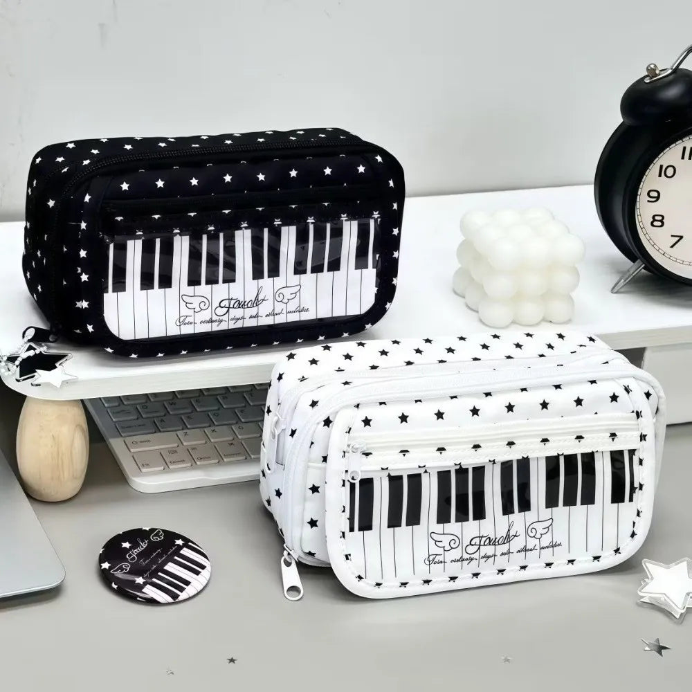 Star Piano Keyboard Pencil Case – Large Capacity Stationery Bag