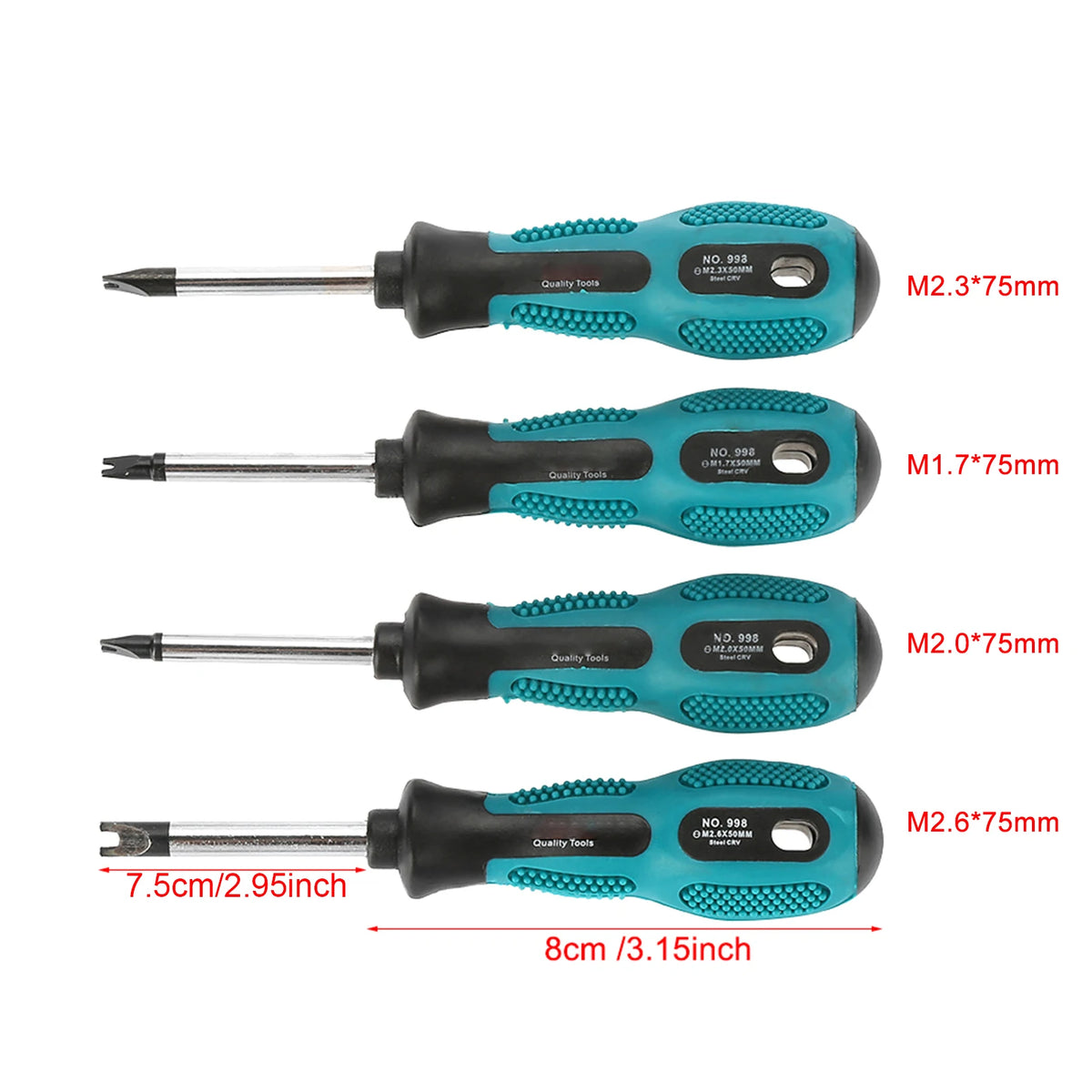 CRV Magnetic Manual Screwdriver Set – 4-Piece U-Fork Kit