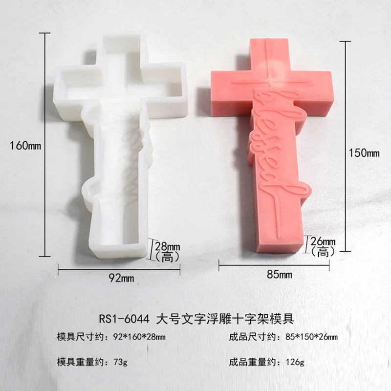 3D Rune Cross Silicone Mold – Candle, Resin & Gypsum Casting