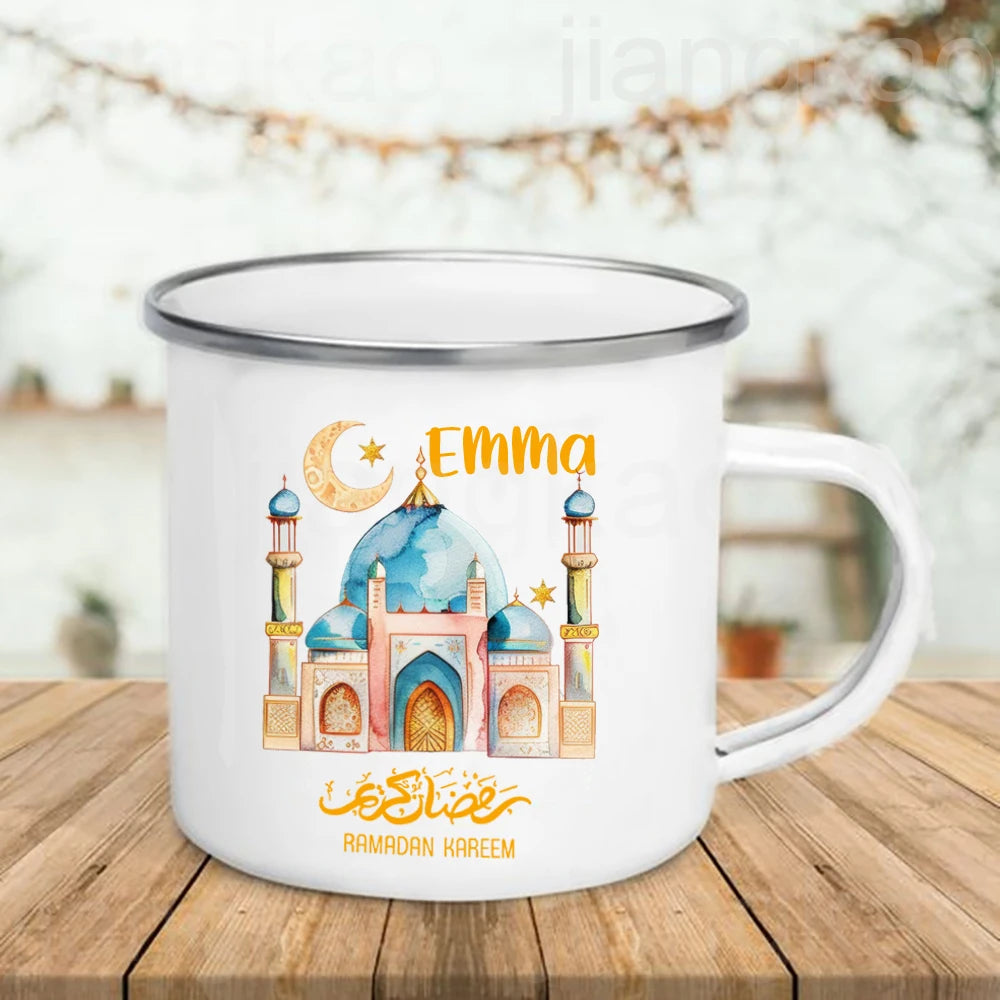 Personalised Ramadan Kareem Enamel Mug | Custom Name Eid Gift