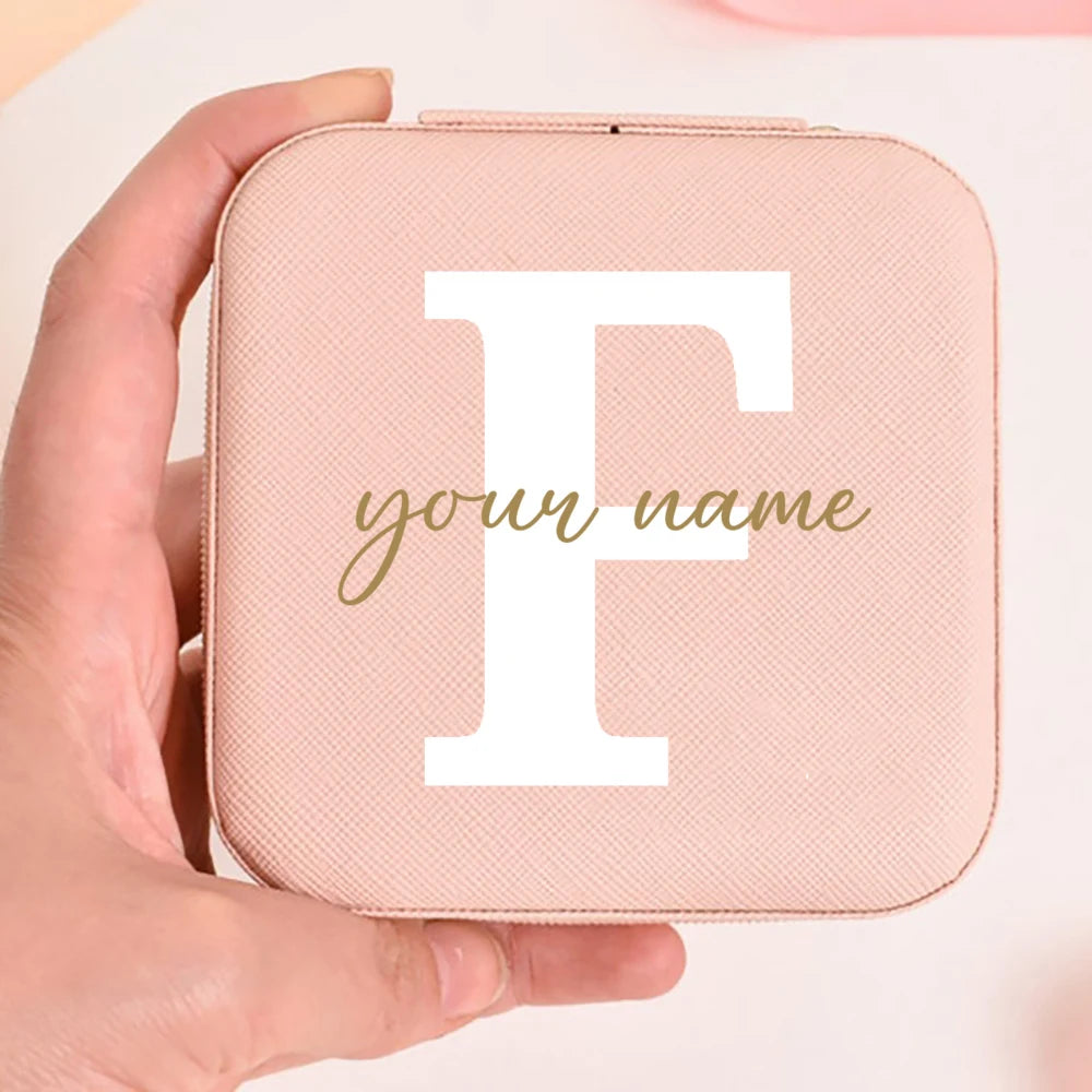 Personalized Faux Leather Jewelry Box – Custom Name & Initial