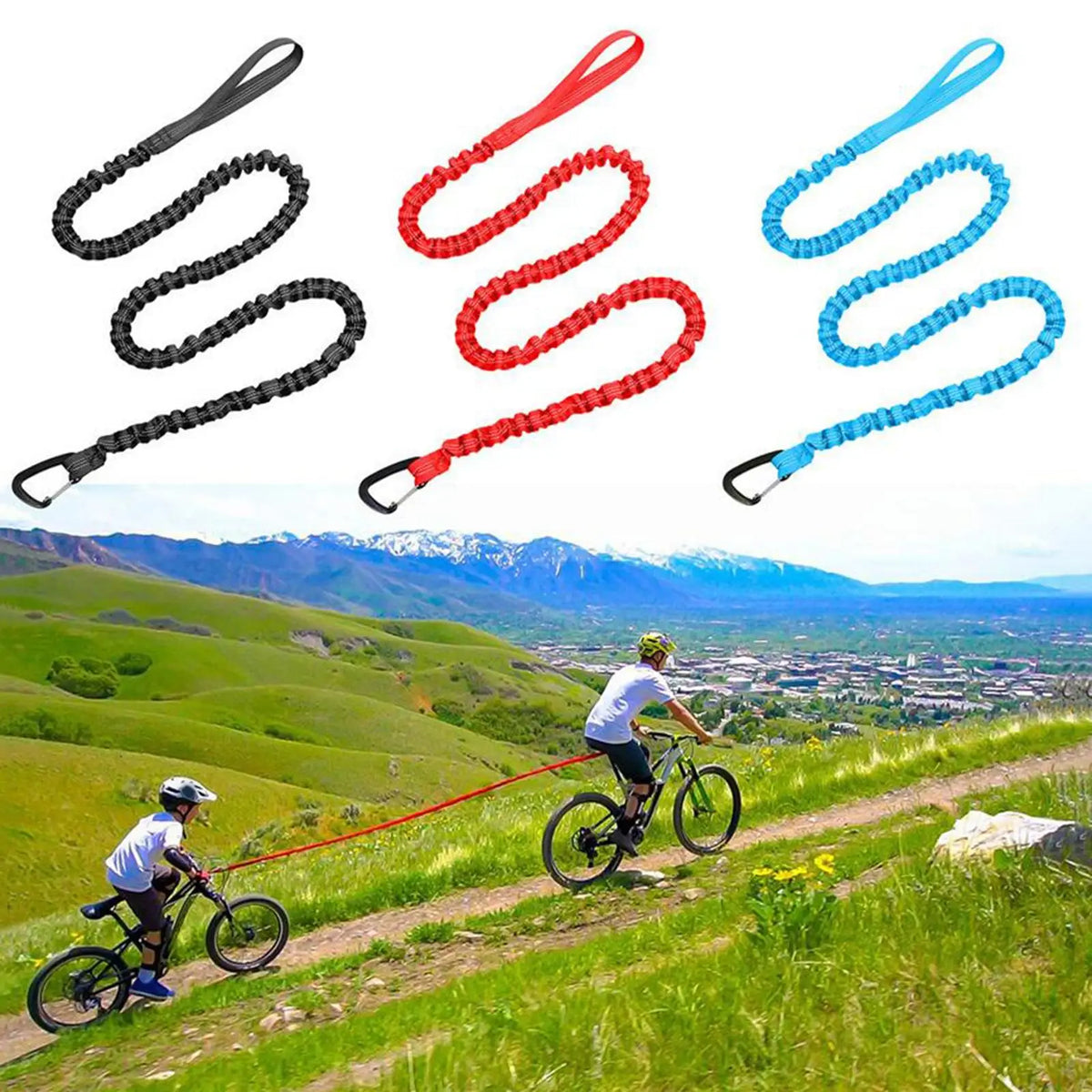 Kids Bike Tow Rope Bungee Strap with Carabiner | Kesoto