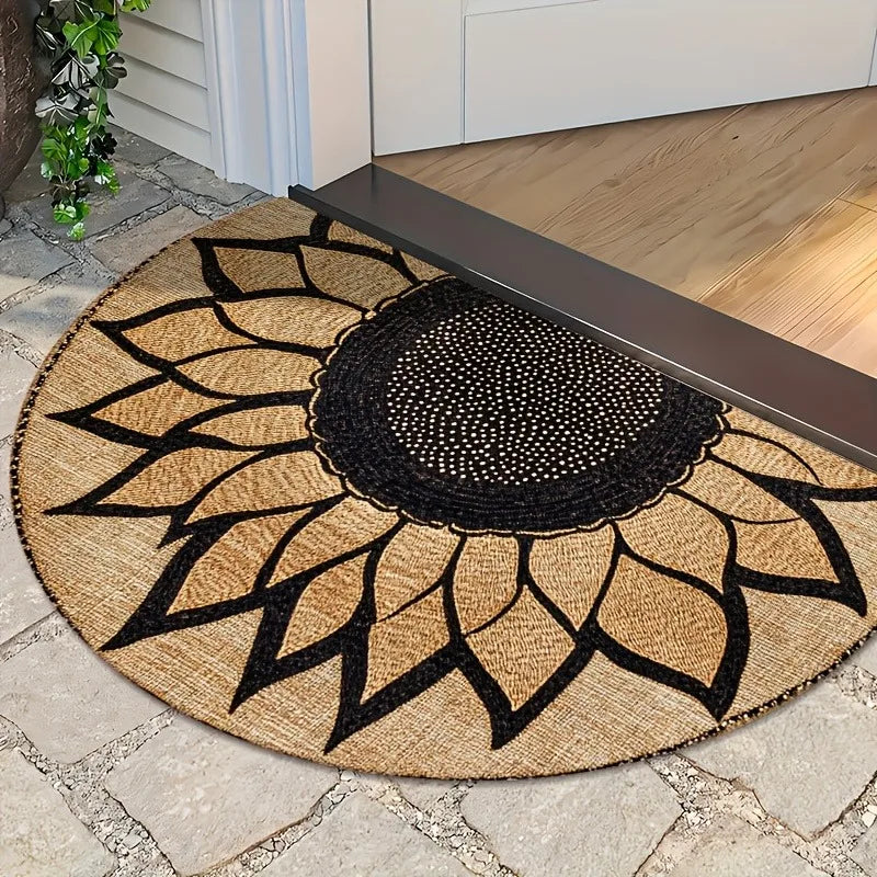 Sunflower Semi-Circular Non-Slip Washable Floor Mat