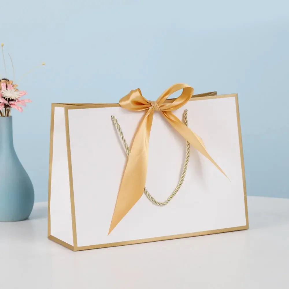 Paper Gift Bags with Ribbon Bow & Handle | Party & Wedding
