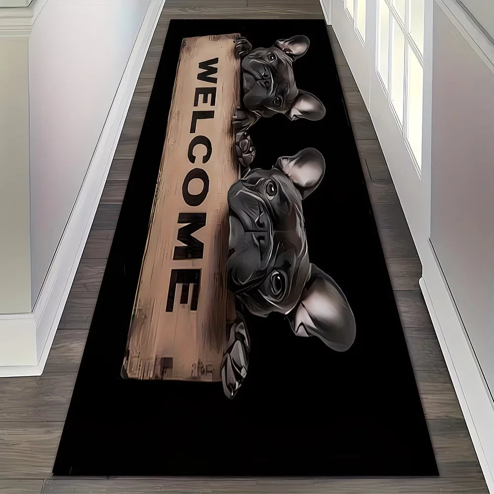French Bulldog Kitchen Runner Rug – Non-Slip Washable Mat