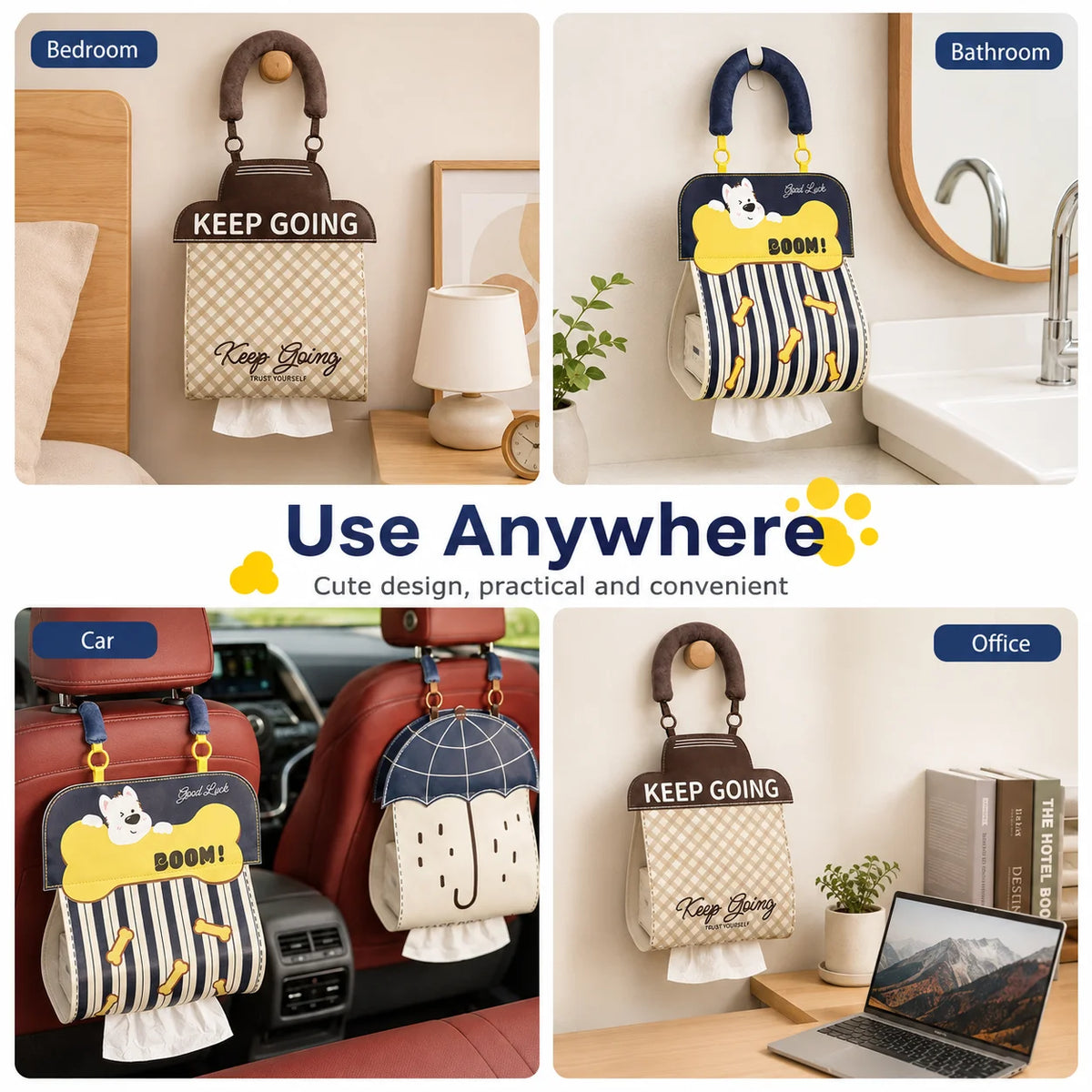 Cartoon Hanging Tissue Holder Bag – Car, Home & Bathroom