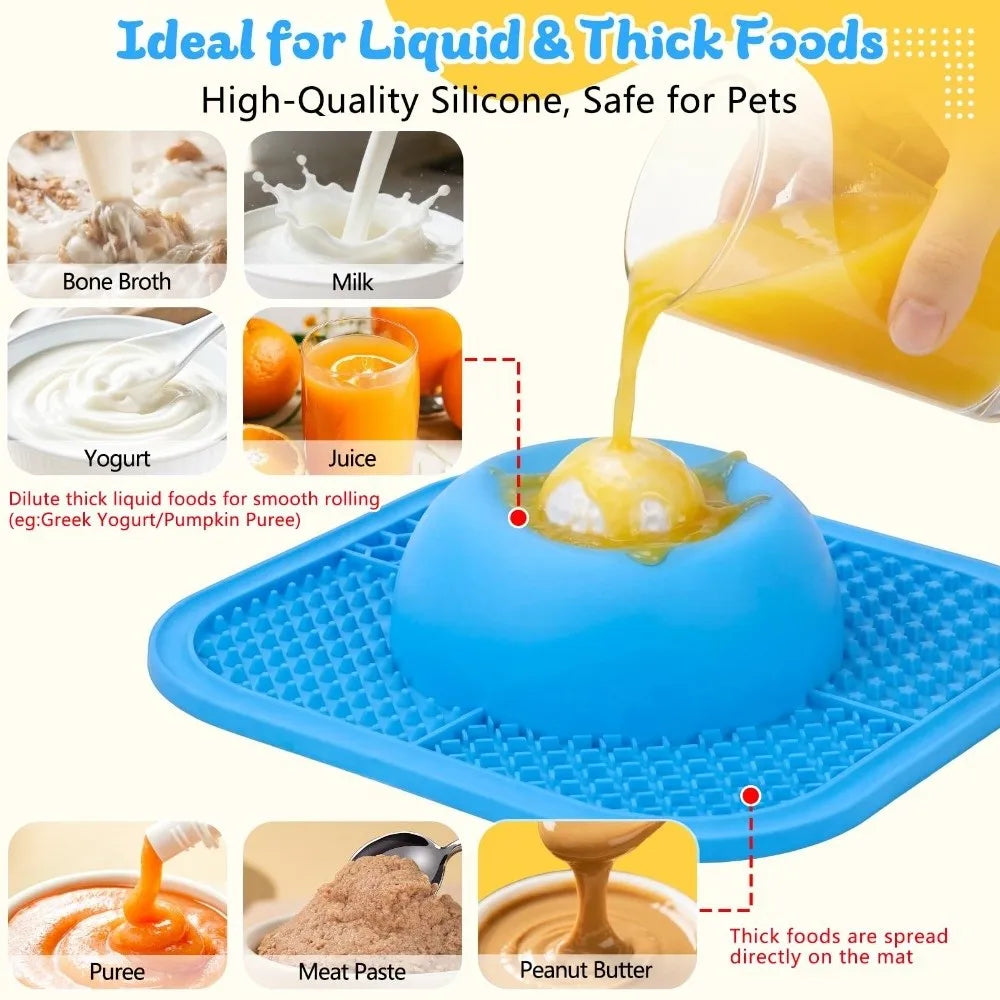 Resin Slow Feeder Dog Bowl – Anti-Slip Lick Mat & Rolling Ball