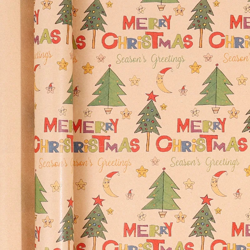 Christmas Kraft Gift Wrapping Paper Roll | Holiday & Birthday