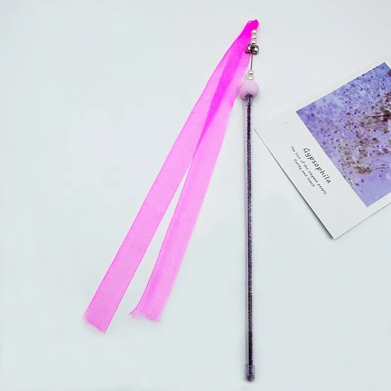 Feather & Bell Cat Wand Toy – Handheld Tickle Wand