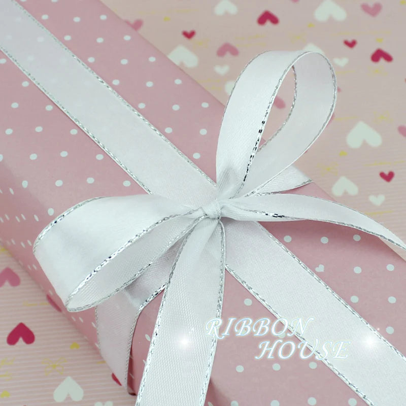 White Silver Edge Satin Ribbon 25 Yards – Gift & Holiday Wrap