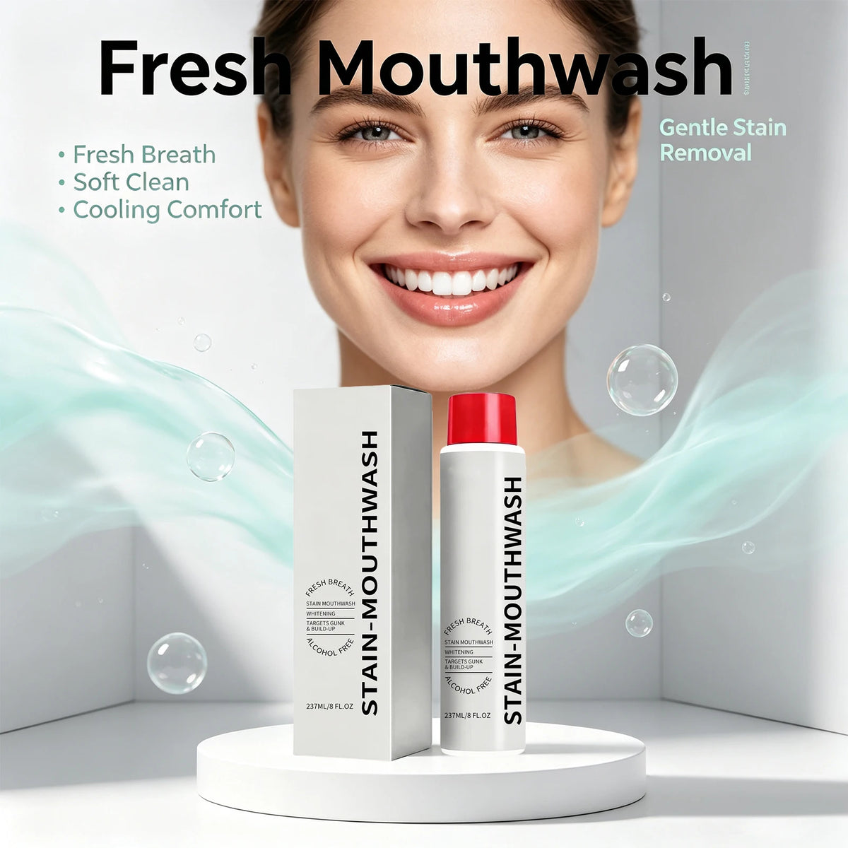 Alcohol-Free Whitening Mouthwash – Anti-Plaque Fresh Breath