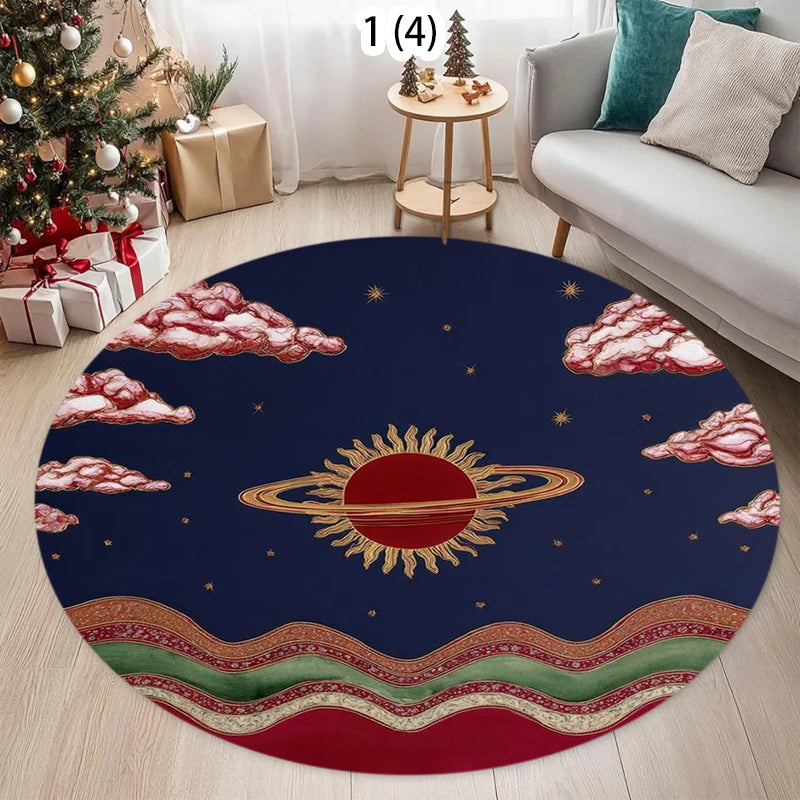 Cartoon Round Rug – Soft Polyester Bedroom Floor Mat
